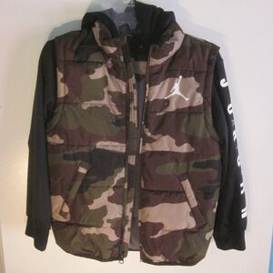 NIKE 1980's Vintage Air Jordan Boys Size M  Puffer Camo Hoodie Jacket 38" Chest
